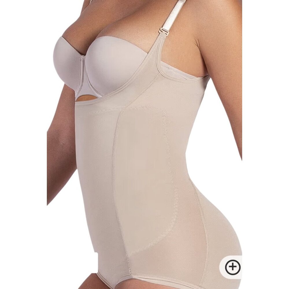 Curveez® Ultra Shaping Hip Hugger Bodysuit Shapewear Tan Beige Nude Sz XL